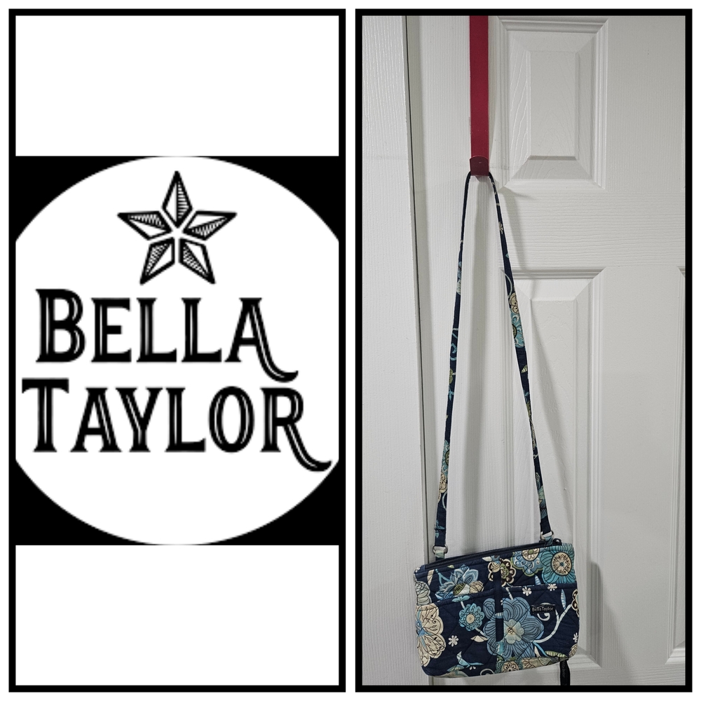 Blue Floral Crossbody Bag with Cloth Strap